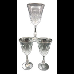 3 Fostoria Kimberly Platinum Water wine Goblets Glasses Lead Crystal 7.5"